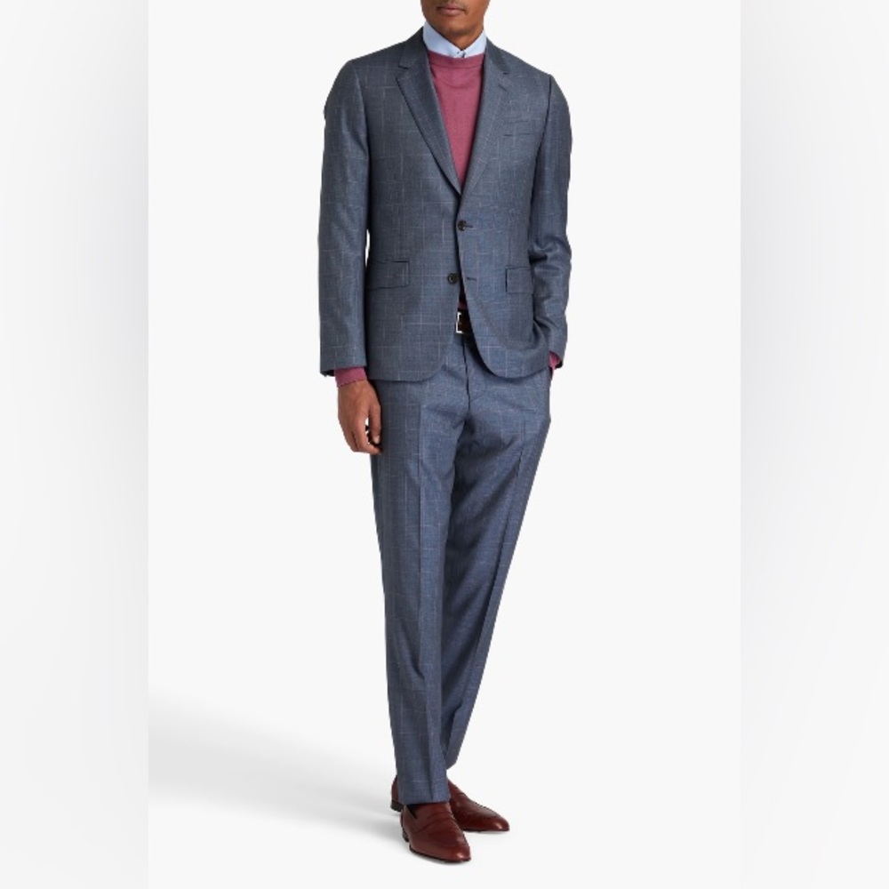 Paul Smith Size 34 TALL Loro Piana Wool Navy Plaid Trouser Dress Pants Business - Picture 2 of 15